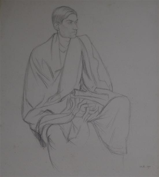 William Rothenstein (1872-1945) Portrait of a seated Indian gentleman 12 x 10in.